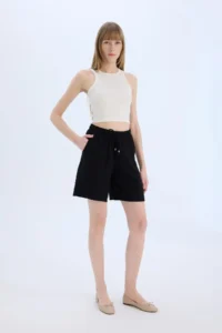 DeFacto High Waist Short Hem Viscose Shorts I6760az23hs - Image 2