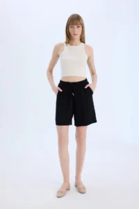 DeFacto High Waist Short Hem Viscose Shorts I6760az23hs - Image 3