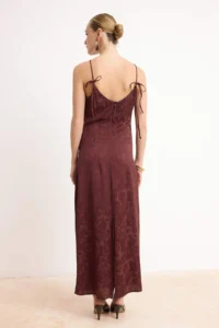 TRENDYOLMİLLA Brown Ruffle and Drape Detailed Midi Weaving Dress - Image 4