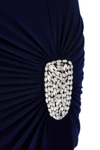 TRENDYOLMİLLA Navy Blue Accessory Detailed Asymmetric slit Midi Dress - Image 6