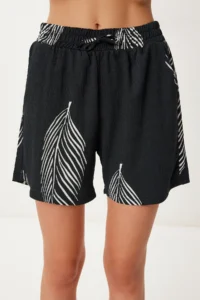 Happiness İstanbul Women's Black Bone Patterned Crinkle Knitted Kimono Shorts Set - Image 3