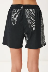 Happiness İstanbul Women's Black Bone Patterned Crinkle Knitted Kimono Shorts Set - Image 5