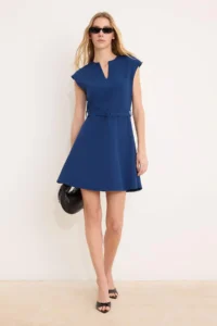 TRENDYOLMiLLA Petrol Blue Blue Blue Arched Skirt Opened at Waist Mini Flexible Weaving Dress - Image 2