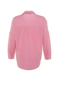 TRENDYOLMİLLA Pink Cotton Oversized Wide Pattern Weaving Shirt - Image 14