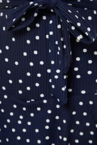TRENDYOLMİLLA Navy Blue Polka Dot Skirt Look High Waist Mini Knitting Shorts - Image 7