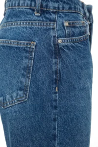 TRENDYOLMİLLA Light Blue High Waist Mom 100% Cotton Non-Stretch jeans - Image 12