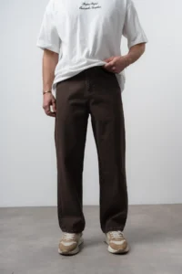 Respire Men Washed Basic Baggy jeans Dark Brown