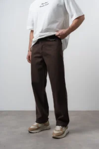 Respire Men Washed Basic Baggy jeans Dark Brown - Image 2