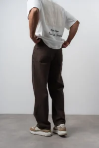 Respire Men Washed Basic Baggy jeans Dark Brown - Image 3