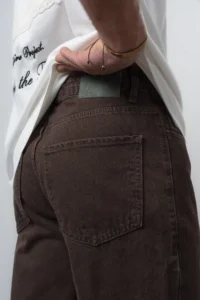 Respire Men Washed Basic Baggy jeans Dark Brown - Image 5