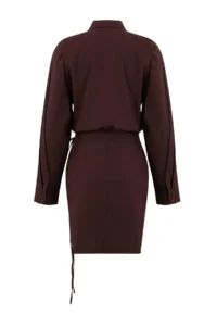 TRENDYOLMİLLA Limited Edition Brown Mini Skirt Detailed Weaving Dress - Image 6