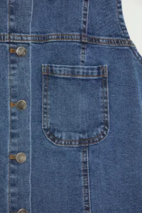 Trendyol Curve Light Blue Shirt Collar with pocket Middle Flexible Plus Size denim Dress - Image 6