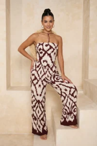 TRENDYOLMiLLA Ethnic Patterned Patterned Weaving Strapless Blouse Pants Beach Set