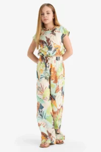 DeFacto Patterned Wide Leg Wide Leg Cotton Trousers Girl - Image 4