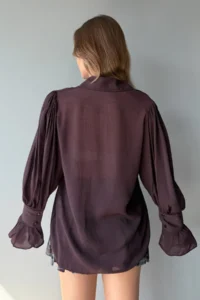 TRENDYOLMİLLA Burgundy Binding Detailed Lightly Transparent Soft Feeling Boho Shirt - Image 5