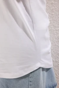 Trendyol Curve White V-neck LONG Size Plus Size T-Shirt - Image 3