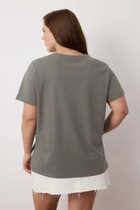 Trendyol Curve Anthracite Crew Neck 100% Cotton Knitting T-Shirt - Image 6