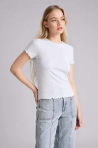 DeFacto Fitted Crew Neck Ribbed Camisole Short Sleeve T-Shirt - Image 3