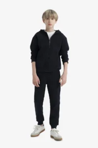 DeFacto Boy's Navy Blue Elastic Waist Pocket School Jogger Sweatpants - Image 3
