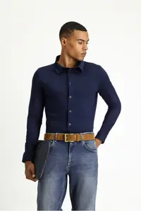 Kiğılı Long Sleeve Regular Fit Striped Knitting Cotton Shirt