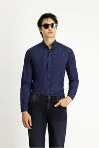 Kiğılı Long Sleeve Regular Fit Printed Sports Cotton Button-down Collar Shirt