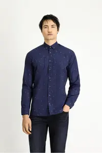 Kiğılı Long Sleeve Regular Fit Printed Sports Cotton Button-down Collar Shirt - Image 4
