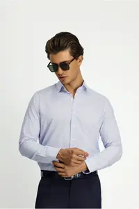 Kiğılı Long Sleeve slim Fit Narrow Kesim Printed Cotton Shirt - Image 3