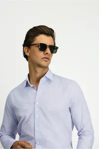 Kiğılı Long Sleeve slim Fit Narrow Kesim Printed Cotton Shirt - Image 4