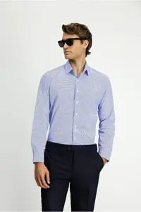 Kiğılı Long Sleeve slim Fit Narrow Kesim Printed Cotton Shirt