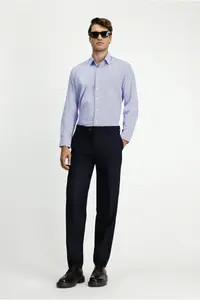 Kiğılı Long Sleeve slim Fit Narrow Kesim Printed Cotton Shirt - Image 2