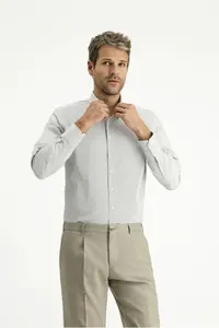 Kiğılı Long Sleeve Slim Fit Slim Fit Cotton Striped Classic Shirt