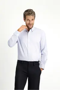 Kiğılı Long Sleeve Slim Fit Slim Fit Cotton Striped Classic Shirt - Image 3