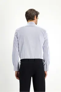 Kiğılı Long Sleeve Slim Fit Slim Fit Cotton Striped Classic Shirt - Image 4