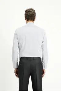 Kiğılı Long Sleeve Slim Fit Slim Fit Classic Striped Cotton Shirt - Image 4