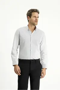 Kiğılı Long Sleeve Slim Fit Slim Fit Classic Striped Cotton Shirt