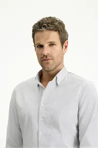 Kiğılı Long Sleeve Slim Fit Slim Fit Classic Striped Cotton Shirt - Image 3