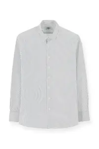 Kiğılı Long Sleeve Slim Fit Slim Fit Classic Striped Cotton Shirt - Image 5