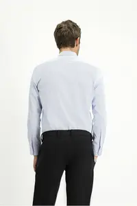 Kiğılı Long Sleeve Slim Fit Slim Fit Classic Striped Cotton Shirt - Image 4