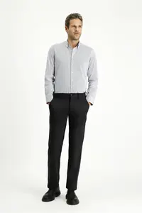 Kiğılı Long Sleeve Slim Fit Slim Fit Classic Striped Cotton Shirt - Image 2