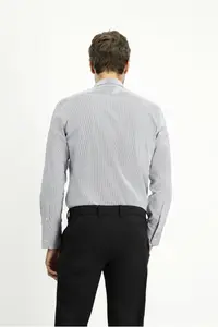 Kiğılı Long Sleeve Slim Fit Slim Fit Classic Striped Cotton Shirt - Image 4