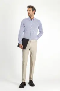 Kiğılı Long Sleeve Slim Fit Slim Fit Classic Plaid Cotton Shirt - Image 2