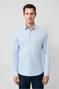 Kiğılı Long Sleeve Slim Fit Slim Fit Cotton Classic Striped Shirt - Image 6