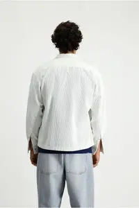 Kiğılı Long Sleeve Oversized Thick Ribbed Cotton Shirt - Image 5