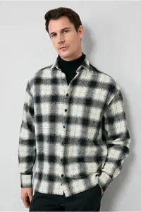 Kiğılı Long Sleeve Oversize Extra Comfortable Fit Plaid Cotton Lumberjack Winter Shirt
