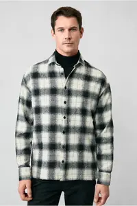 Kiğılı Long Sleeve Oversize Extra Comfortable Fit Plaid Cotton Lumberjack Winter Shirt - Image 4