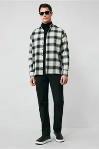 Kiğılı Long Sleeve Oversize Extra Comfortable Fit Plaid Cotton Lumberjack Winter Shirt - Image 5