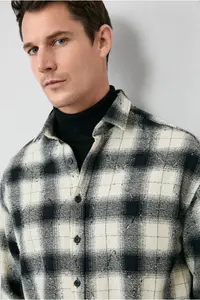 Kiğılı Long Sleeve Oversize Extra Comfortable Fit Plaid Cotton Lumberjack Winter Shirt - Image 6