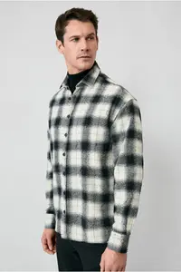 Kiğılı Long Sleeve Oversize Extra Comfortable Fit Plaid Cotton Lumberjack Winter Shirt - Image 7