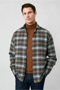 Kiğılı Long Sleeve Oversize Extra Comfortable Fit Plaid Cotton Lumberjack Winter Shirt
