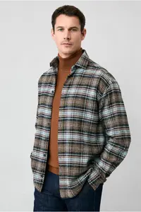 Kiğılı Long Sleeve Oversize Extra Comfortable Fit Plaid Cotton Lumberjack Winter Shirt - Image 3